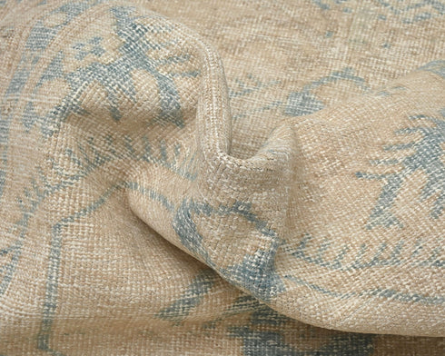 10 Ft Vintage Persian Style Brown Hand Knotted Distressed Low Pile Runner Rug